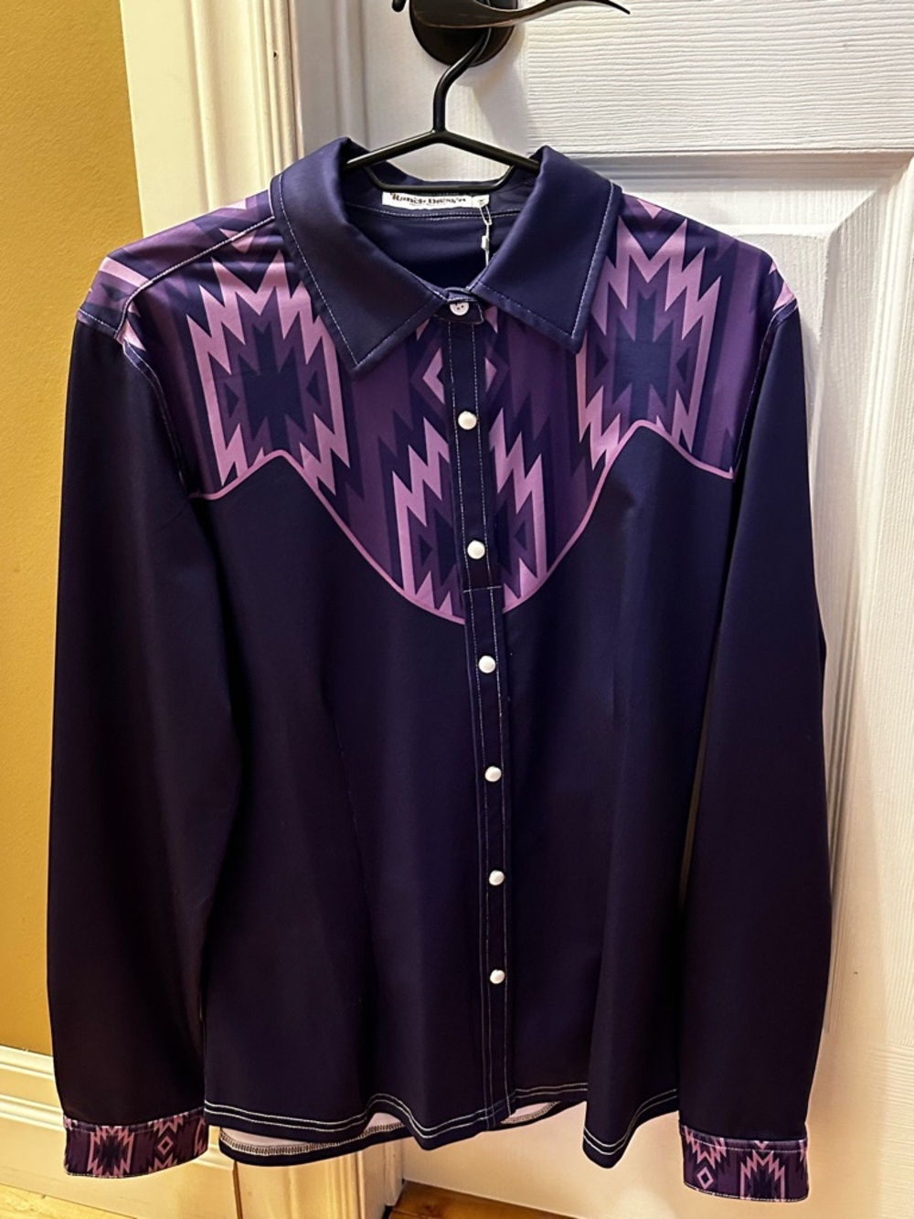 Womens Purple Western-Inspired Button Front Blouse. Ranch Dress’n